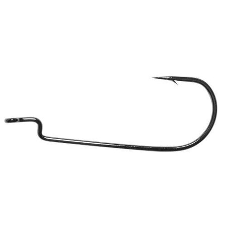 Owner All Purpose Worm Hook, Size 10, Needle Point, Round Bend, 1X Strong, Black Chrome, 5PK 5191-111